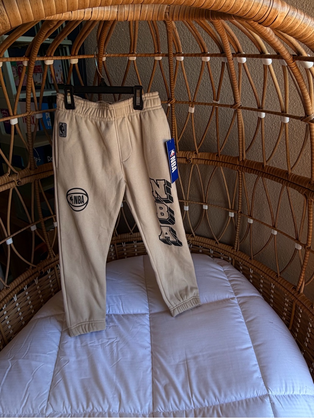 NBA Beige Logo Jogger Pants for Kids